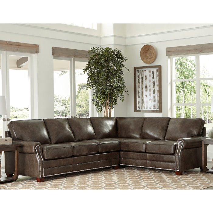 Sofa  Davis Genuine Leather Right Hand Facing Sleeper Corner